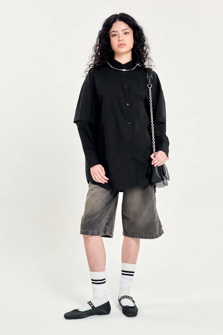 Camisa de algodón desmontable, versátil y de diseño amplio para un estilo cómodo y personal de 47 Street en Camisas para argentina