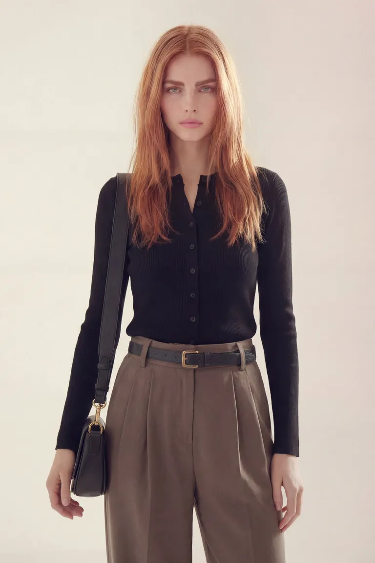 Cardigan de mujer con botones frontales y mangas largas de calce entallado de Akiabara en Buzos y Sweaters para argentina