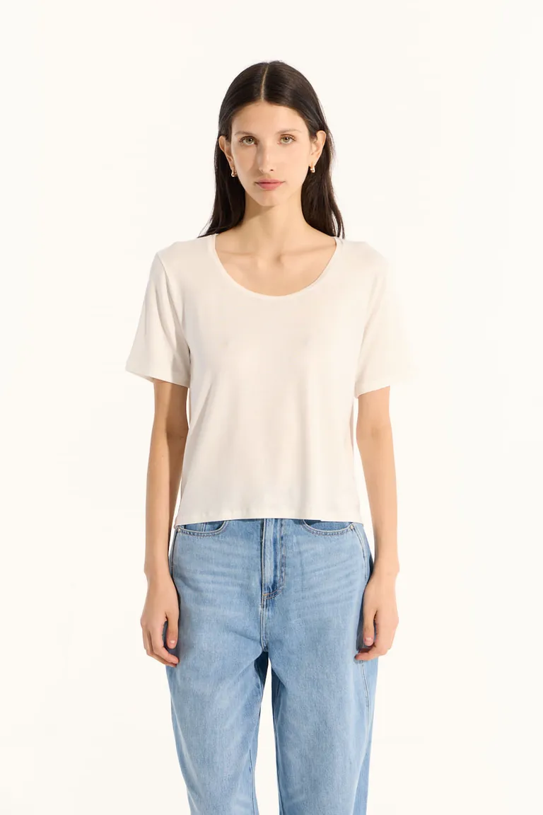 Remera de manga corta en jersey viscosa y elastano con diseño brillante de Portsaid en Remeras para argentina