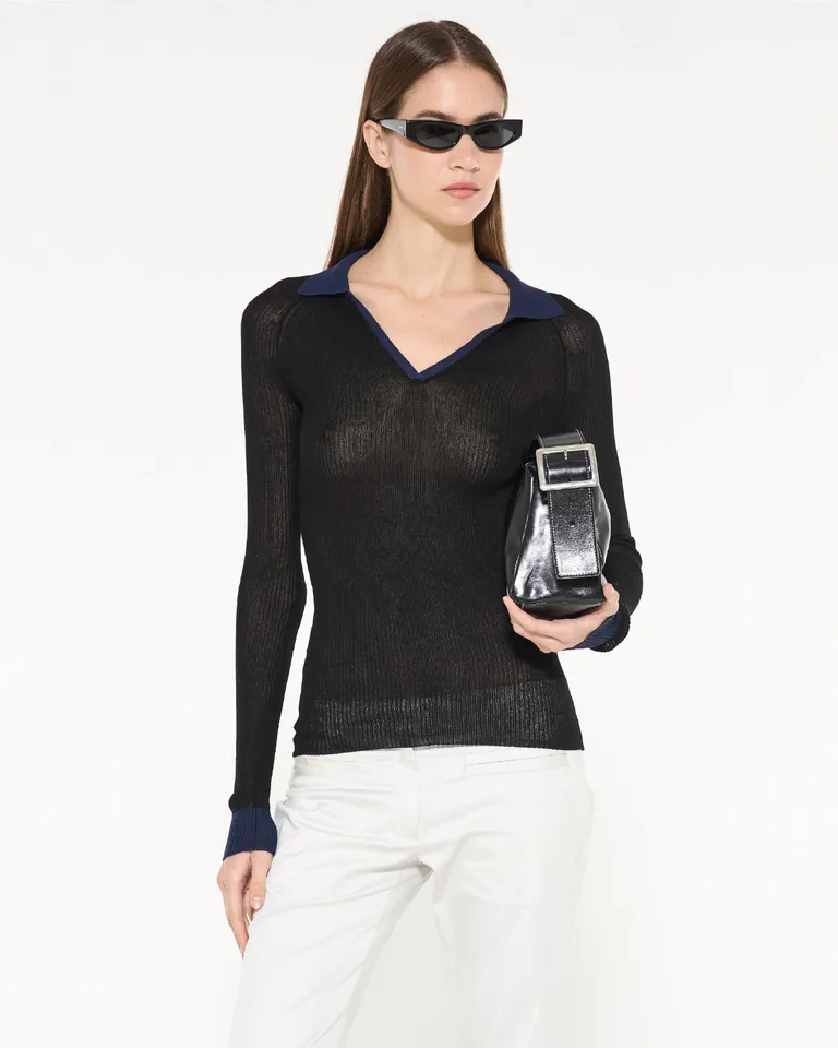 Remera Polo de Punto Transparente de Ajuste Ceñido para Mujer de Ay Not Dead en Remeras para argentina