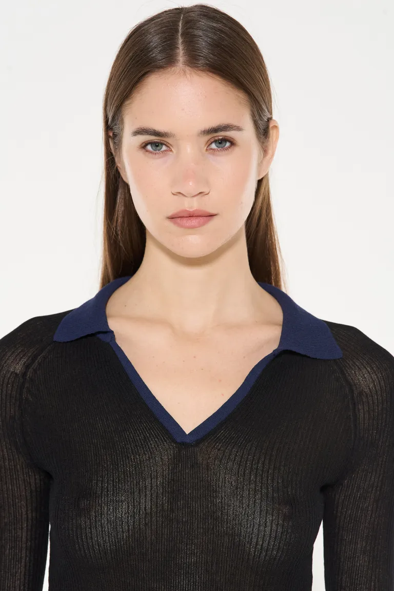 Remera Polo de Punto Transparente de Ajuste Ceñido para Mujer de Ay Not Dead en Remeras para argentina