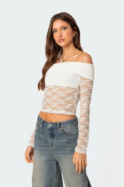 Top encaje transparente elysia de Edikted en Tops para argentina