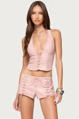 Top halter elisha cuero sintético de Edikted en Tops para argentina