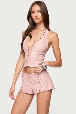 Top halter elisha cuero sintético de Edikted en Tops para argentina