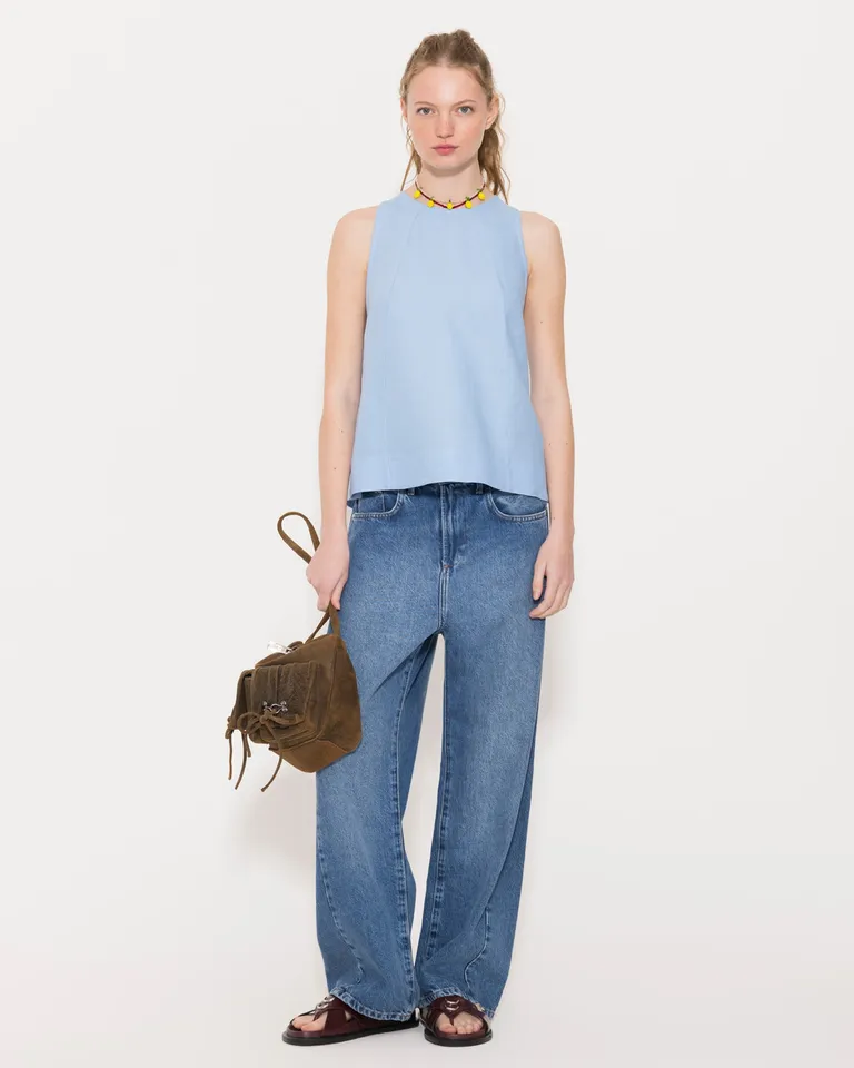 Top de Lino con Escote Halter y Aberturas Laterales de Jazmin Chebar en Tops para argentina