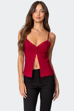 Top crimson encaje abertura frontal de Edikted en Tops para argentina