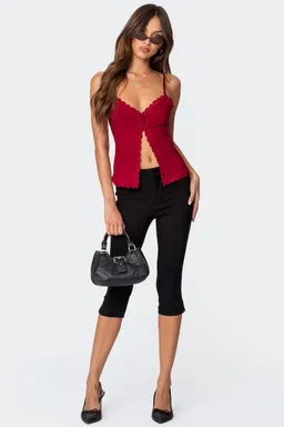 Top crimson encaje abertura frontal de Edikted en Tops para argentina