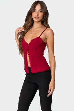 Top crimson encaje abertura frontal de Edikted en Tops para argentina