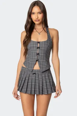 Top halter lazo estampado escocés de Edikted en Tops para argentina