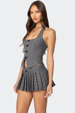 Top halter lazo estampado escocés de Edikted en Tops para argentina