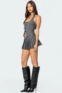 Top halter lazo estampado escocés de Edikted en Tops para argentina