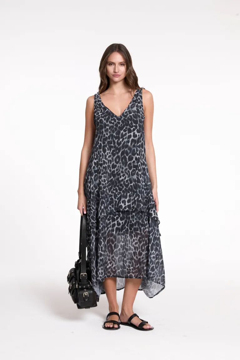 Vestido de gasa irregular con estampado de animal print para mujer de Justaosadia en Vestidos para argentina