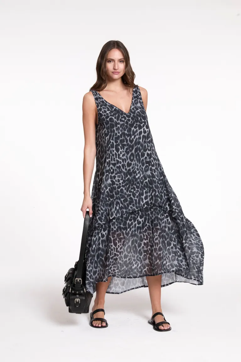 Vestido de gasa irregular con estampado de animal print para mujer de Justaosadia en Vestidos para argentina