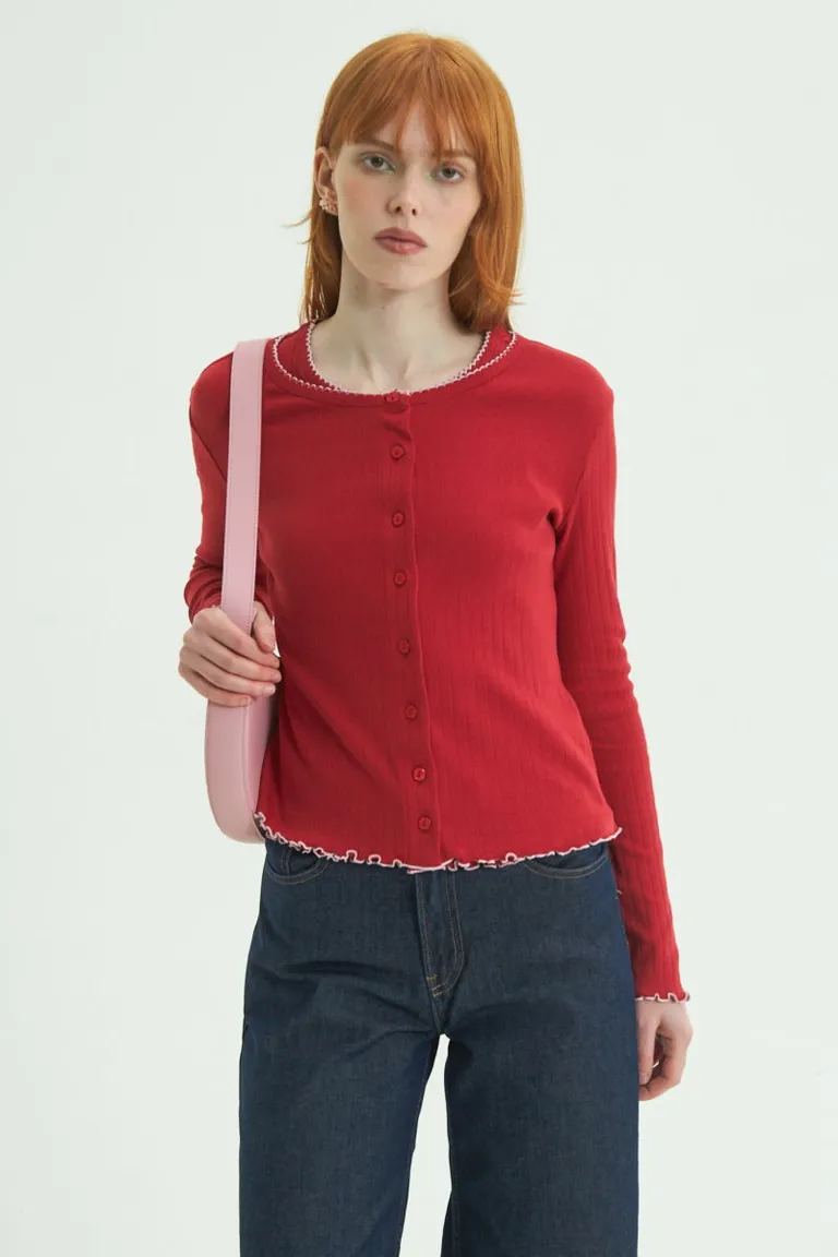 Cardigan de algodón suave con detalles delicados de Las Pepas en Buzos y Sweaters para argentina