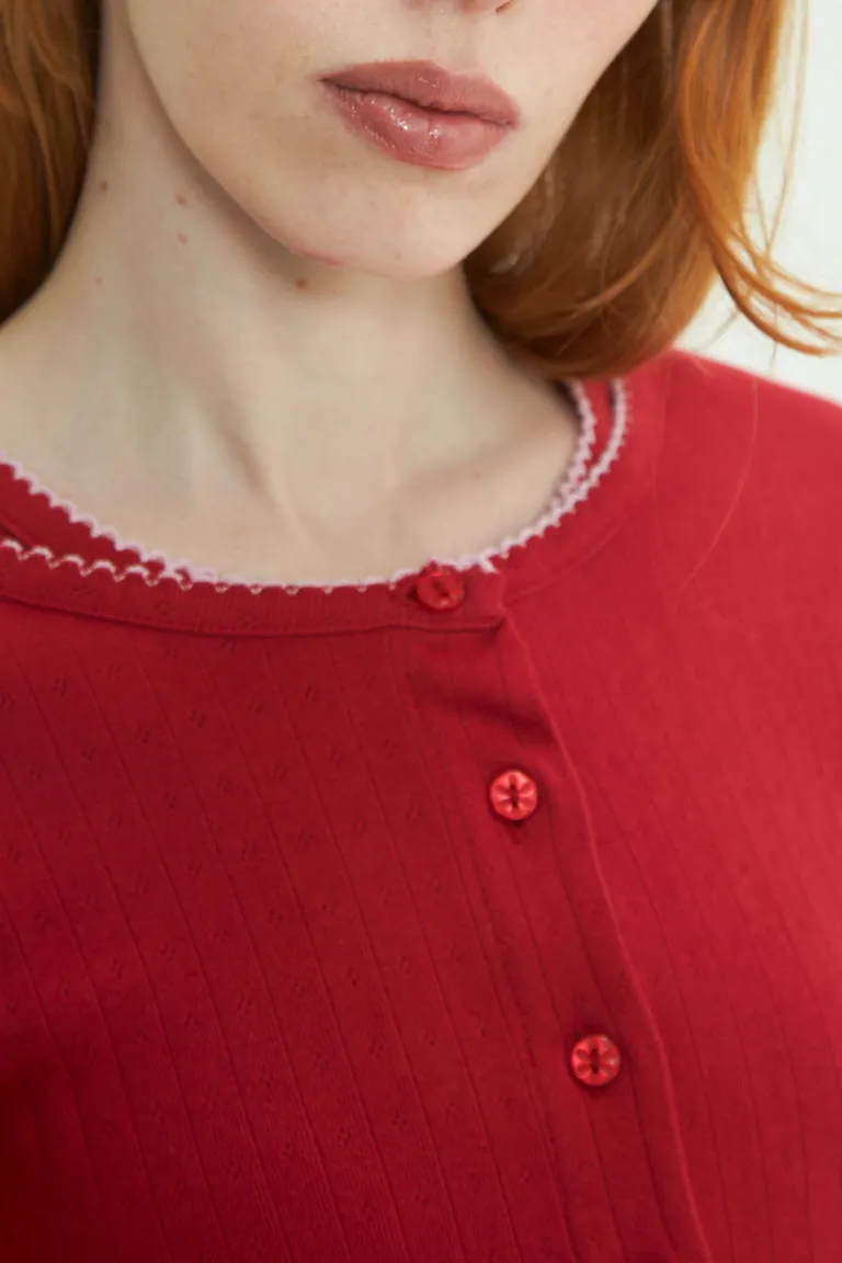 Cardigan de algodón suave con detalles delicados de Las Pepas en Buzos y Sweaters para argentina