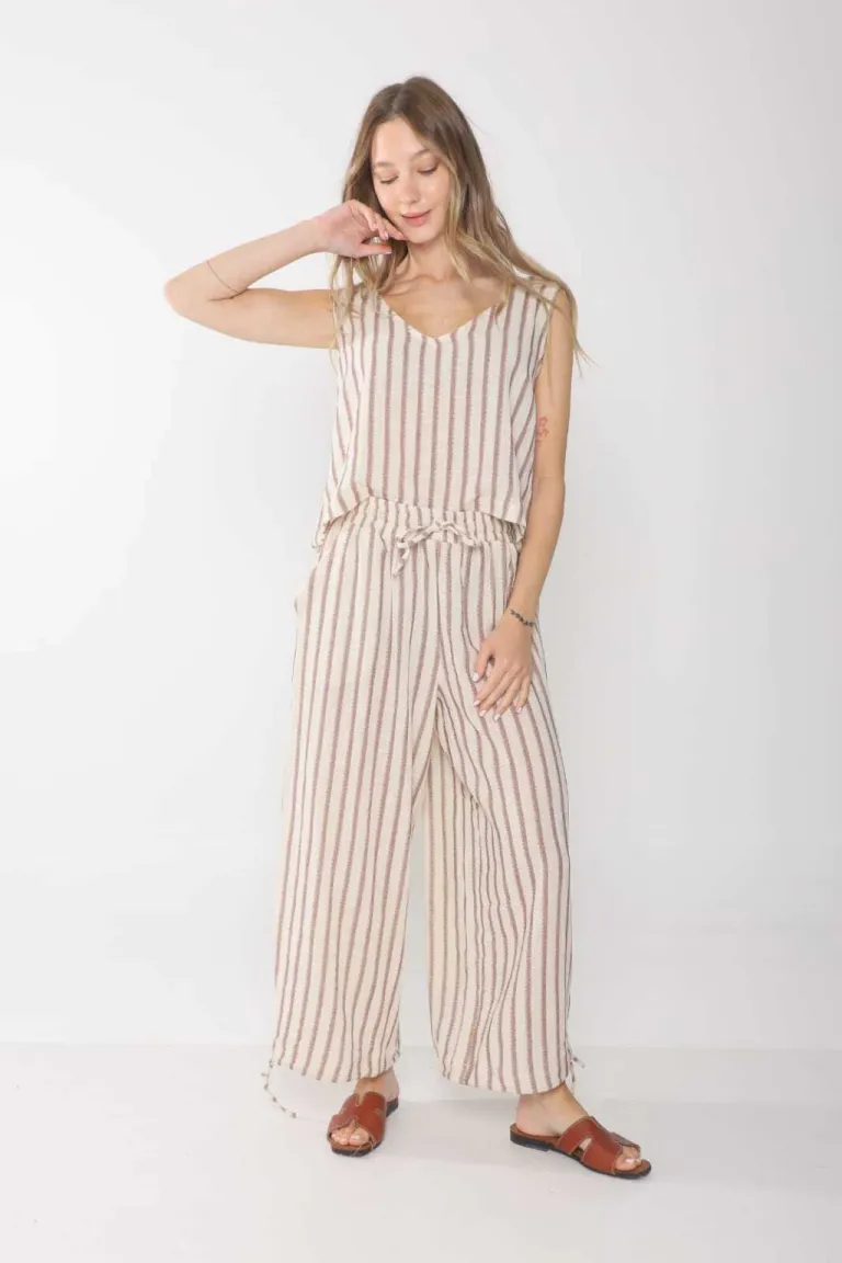 Pantalón amplio de bambula rayada para mujer de Belle en Pantalones para argentina