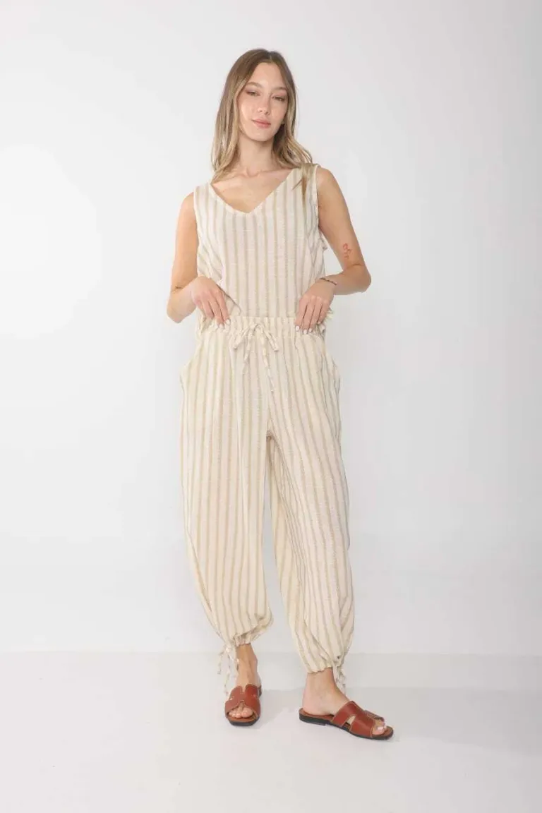 Pantalón amplio de bambula rayada para mujer de Belle en Pantalones para argentina