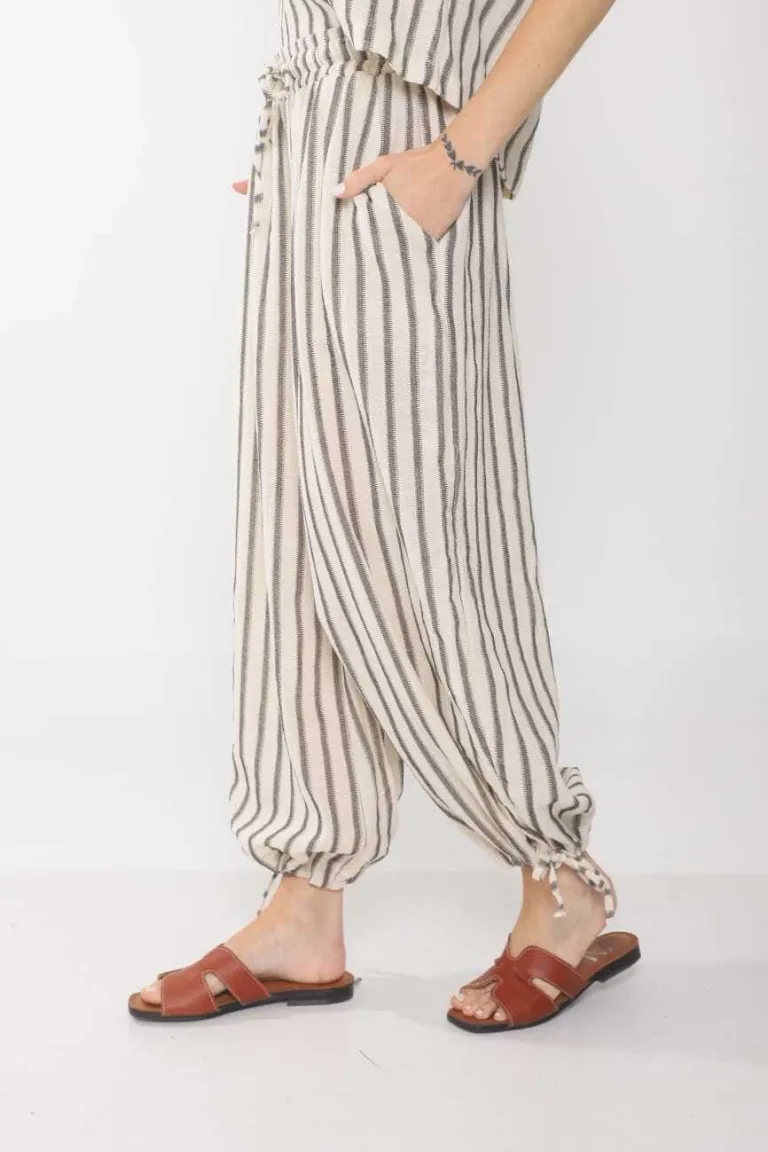 Pantalón amplio de bambula rayada para mujer de Belle en Pantalones para argentina