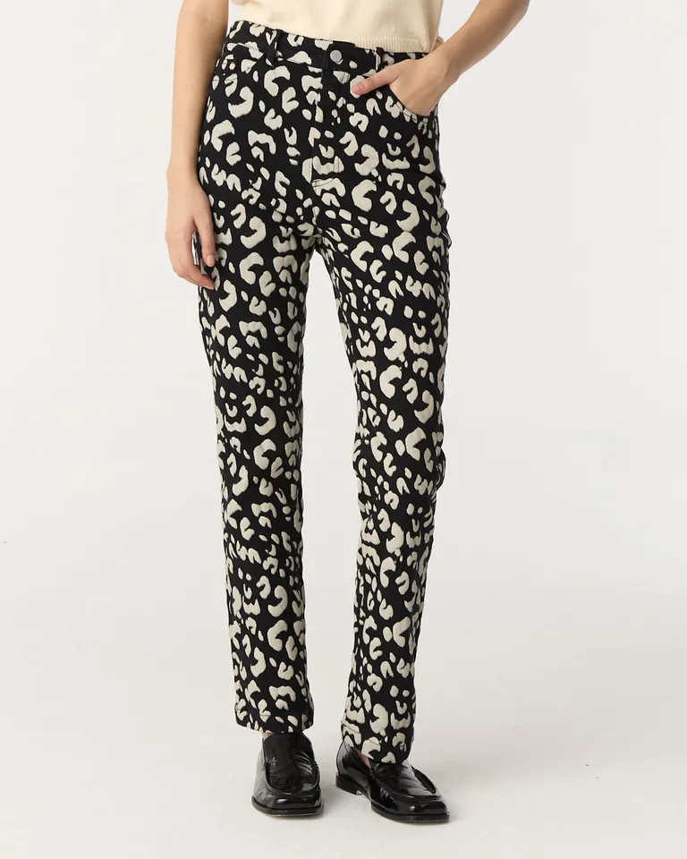 Pantalon de corte recto con estampado animal print y cierre oculto de Furzai en Pantalones para argentina
