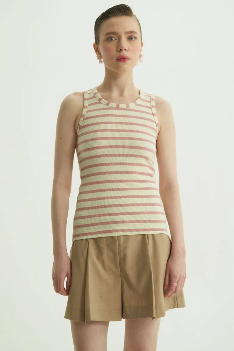 Musculosa básica con rayas horizontales cuello redondo hasta primera cadera de Las Pepas en Tops para argentina
