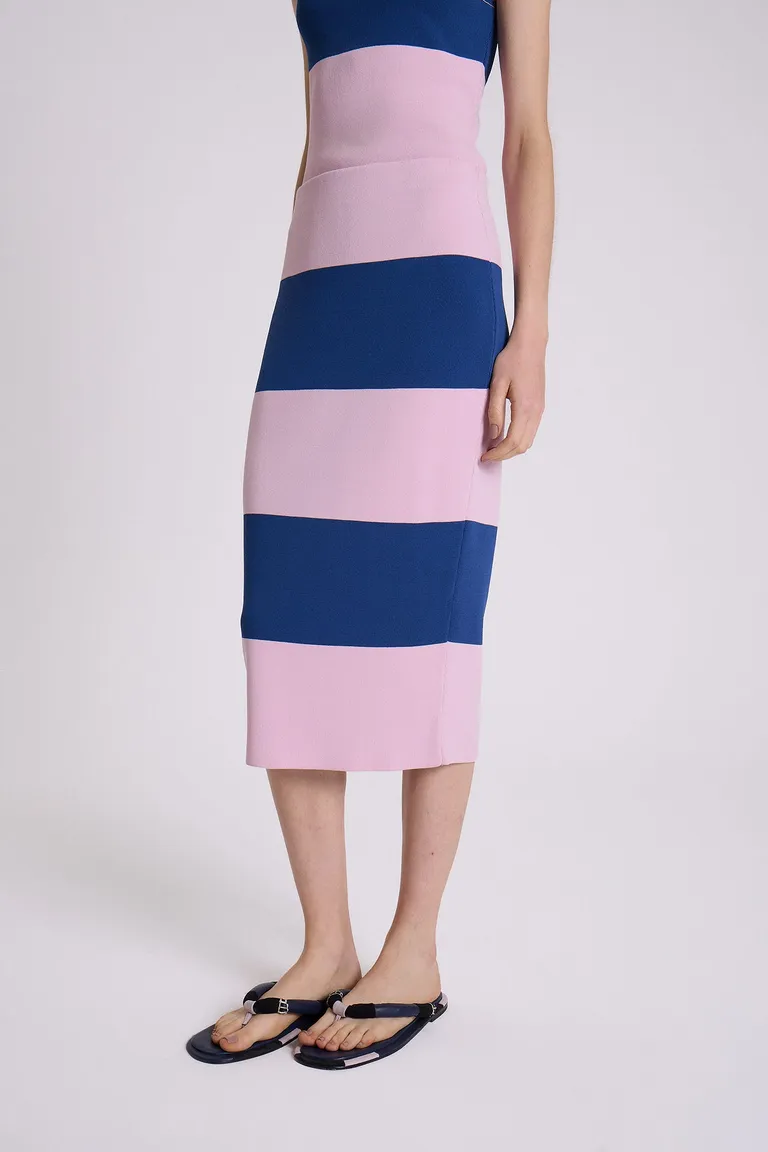 Falda midi de rayas en tono rosa y azul con ajuste perfecto de Maria Cher en Faldas para argentina