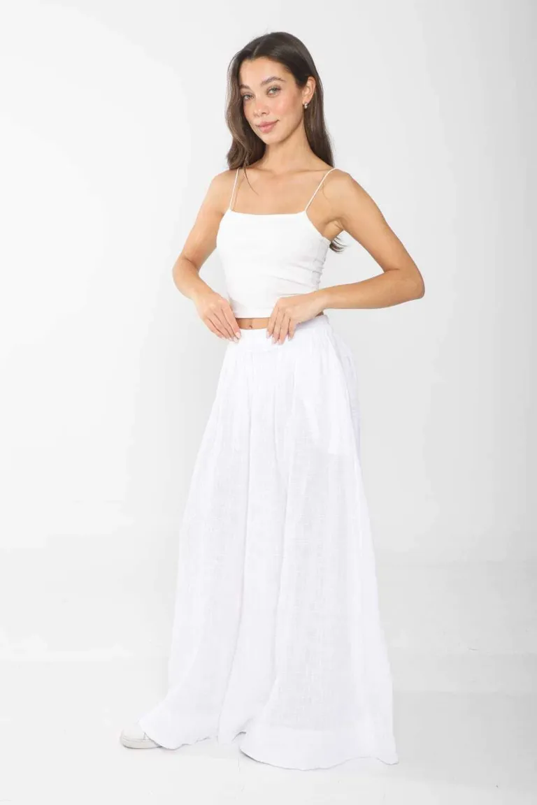 Palazo negro de bambula con elástico en la cintura para mujer de Belle en Pantalones para argentina