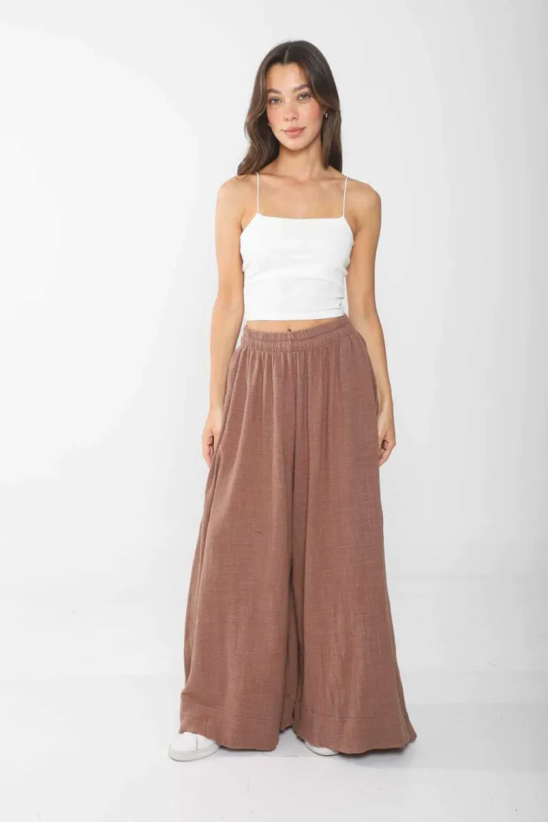 Palazo negro de bambula con elástico en la cintura para mujer de Belle en Pantalones para argentina