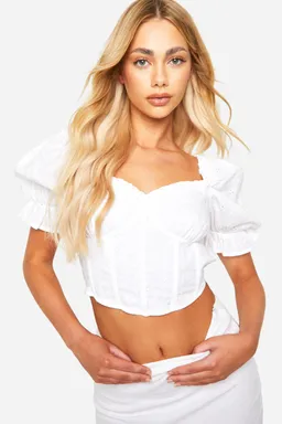 Corset manga abullonada bordado de Boohoo en Tops para argentina