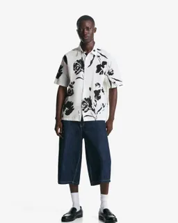 Camisa rústica manga corta estampada de Bershka en Camisas para argentina