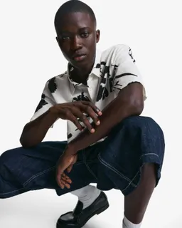 Camisa rústica manga corta estampada de Bershka en Camisas para argentina
