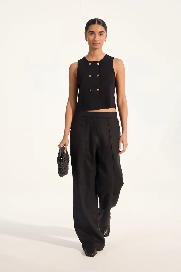 Pantalón de lino relajado y cómodo con corte recto y bolsillos de Portsaid en Pantalones para argentina