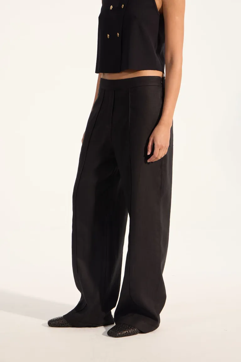 Pantalón de lino relajado y cómodo con corte recto y bolsillos de Portsaid en Pantalones para argentina