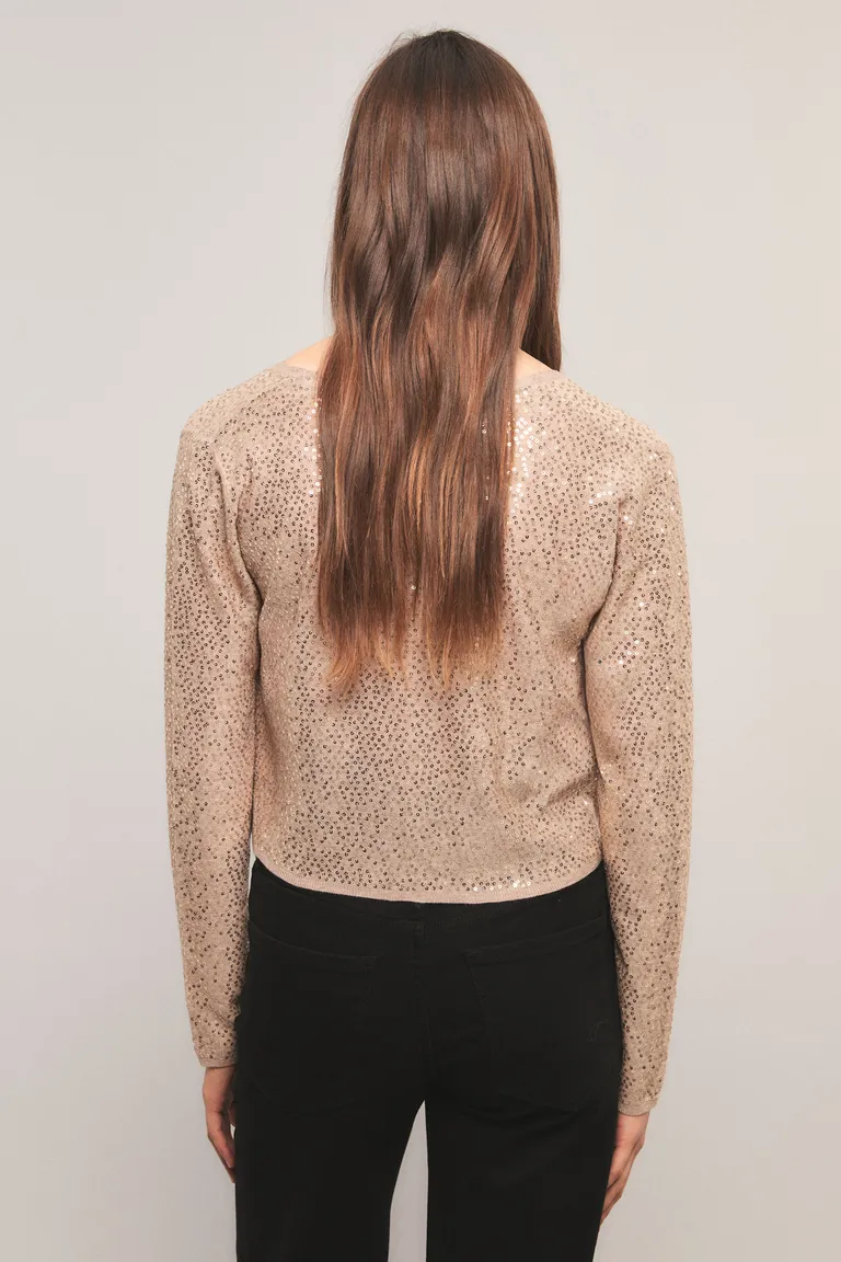 Cardigan de mujer con detalle de lentejuelas y diseño de calce regular para uso cotidiano de Kosiuko en Buzos y Sweaters para argentina