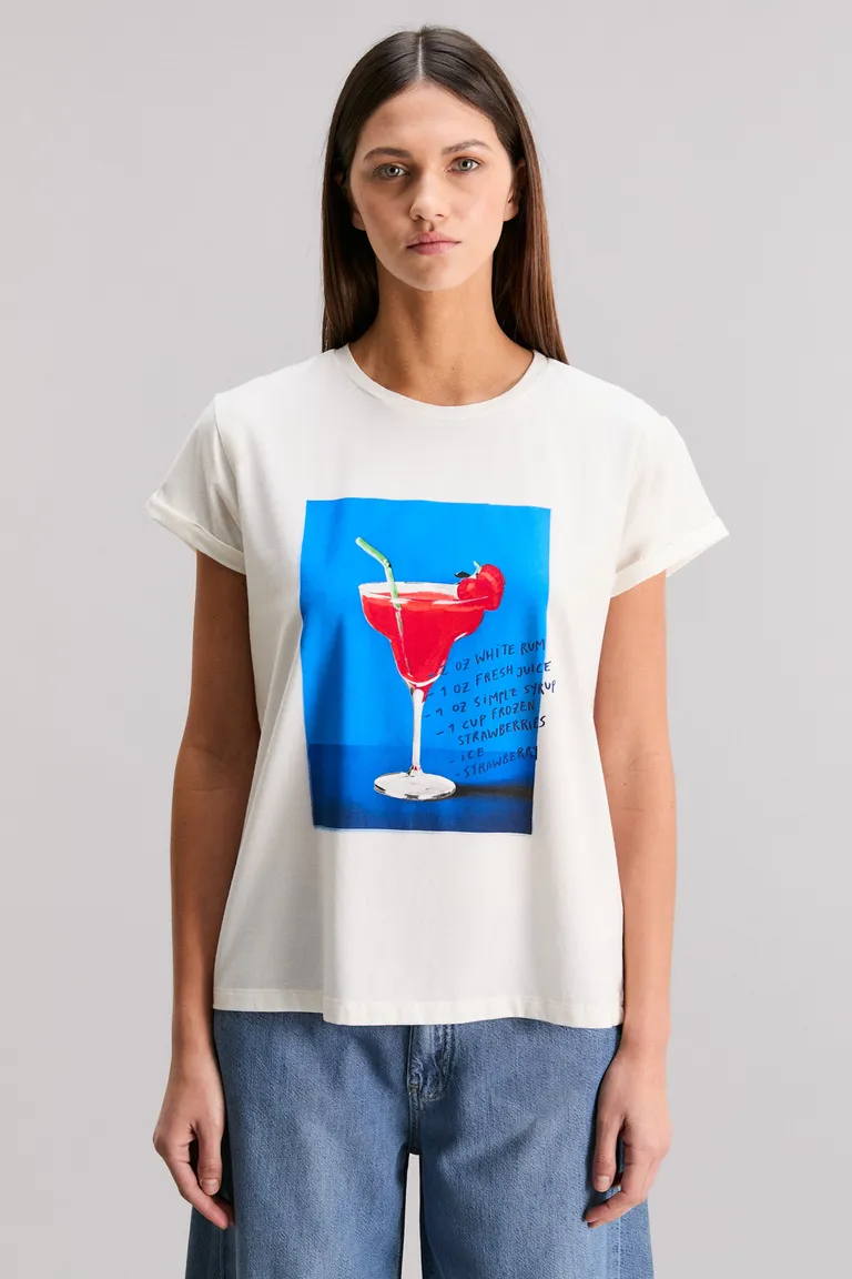 Remera de Algodón con Diseño Gráfico Tropical para Mujer de Kosiuko en Remeras para argentina