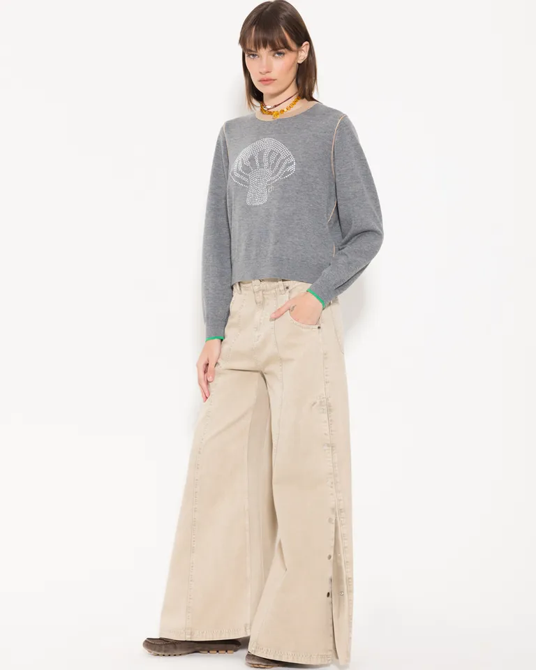 Suéter de punto suave con diseño de hongo en relieve - Moda argentina para mujer de Jazmin Chebar en Buzos y Sweaters para argentina