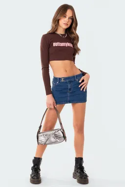Mini falda denim tiro bajo de Edikted en Faldas para argentina
