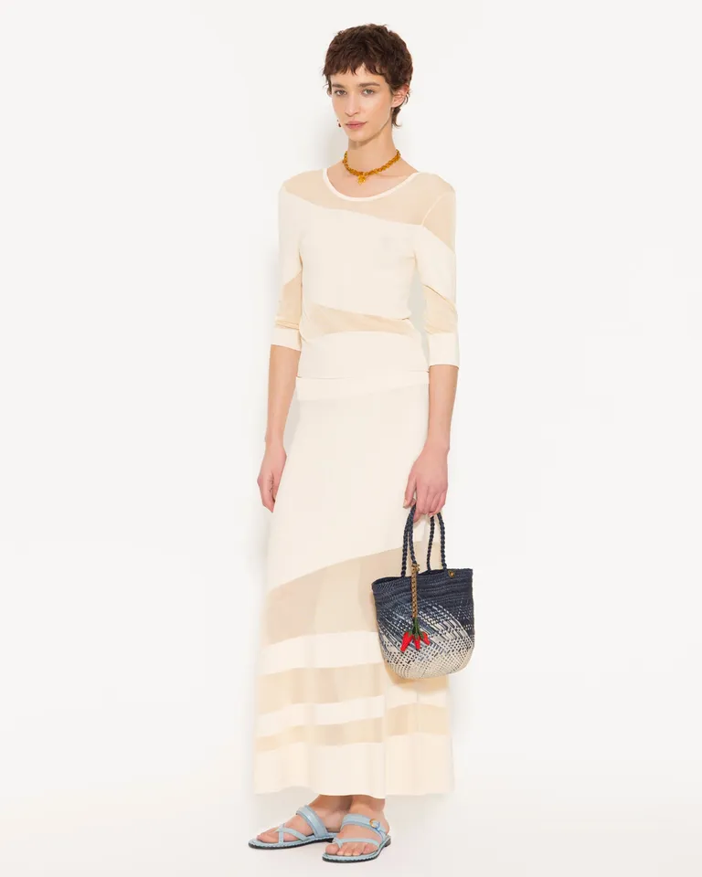 Top de ajuste ceñido con detalles de organza transparente para mujer de Jazmin Chebar en Tops para argentina