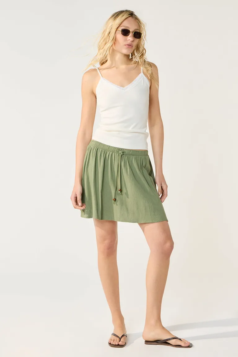 Falda de lino con short interior y cintura ajustable de Cuesta Blanca en Faldas para argentina