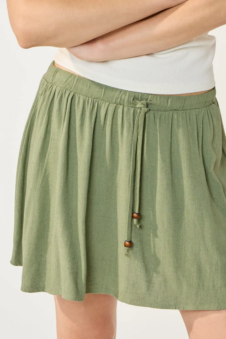 Falda de lino con short interior y cintura ajustable de Cuesta Blanca en Faldas para argentina