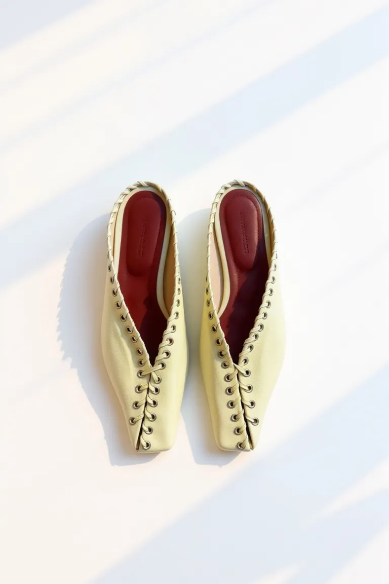 Ballerinas amarillas con trenzado a mano y detalles en níquel de Maria Cher en Ballerinas para argentina