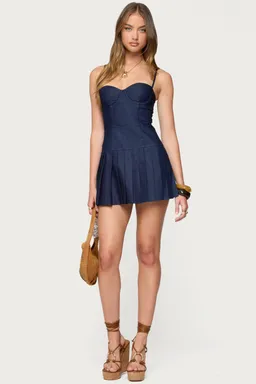 Mini vestido denim plisado rudy de Edikted en Vestidos para argentina