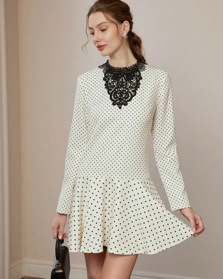 Vestido lunares encaje contrastante de Motf en Vestidos para argentina