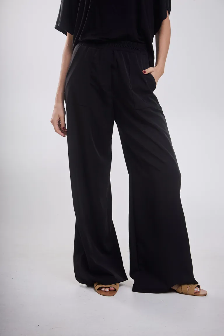 Pantalón elegante de cintura elástica con bolsillo pliegue lateral de Belle en Pantalones para argentina