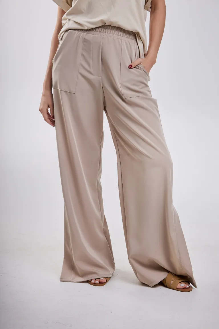 Pantalón elegante de cintura elástica con bolsillo pliegue lateral de Belle en Pantalones para argentina