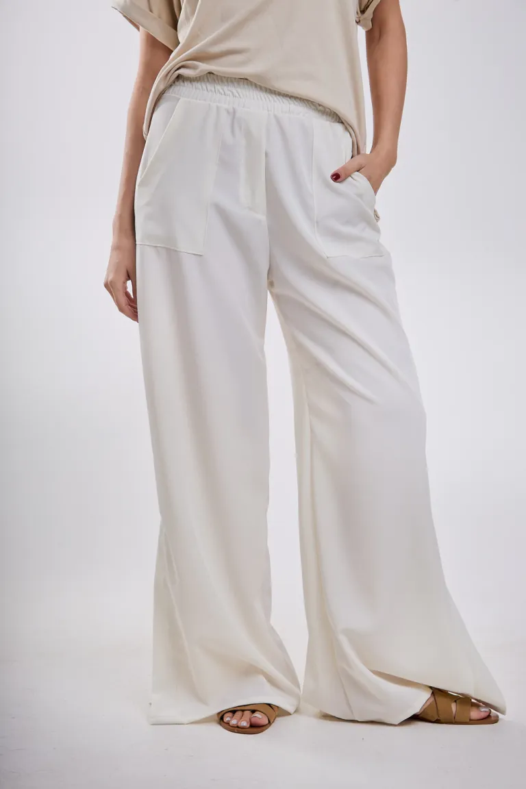 Pantalón elegante de cintura elástica con bolsillo pliegue lateral de Belle en Pantalones para argentina