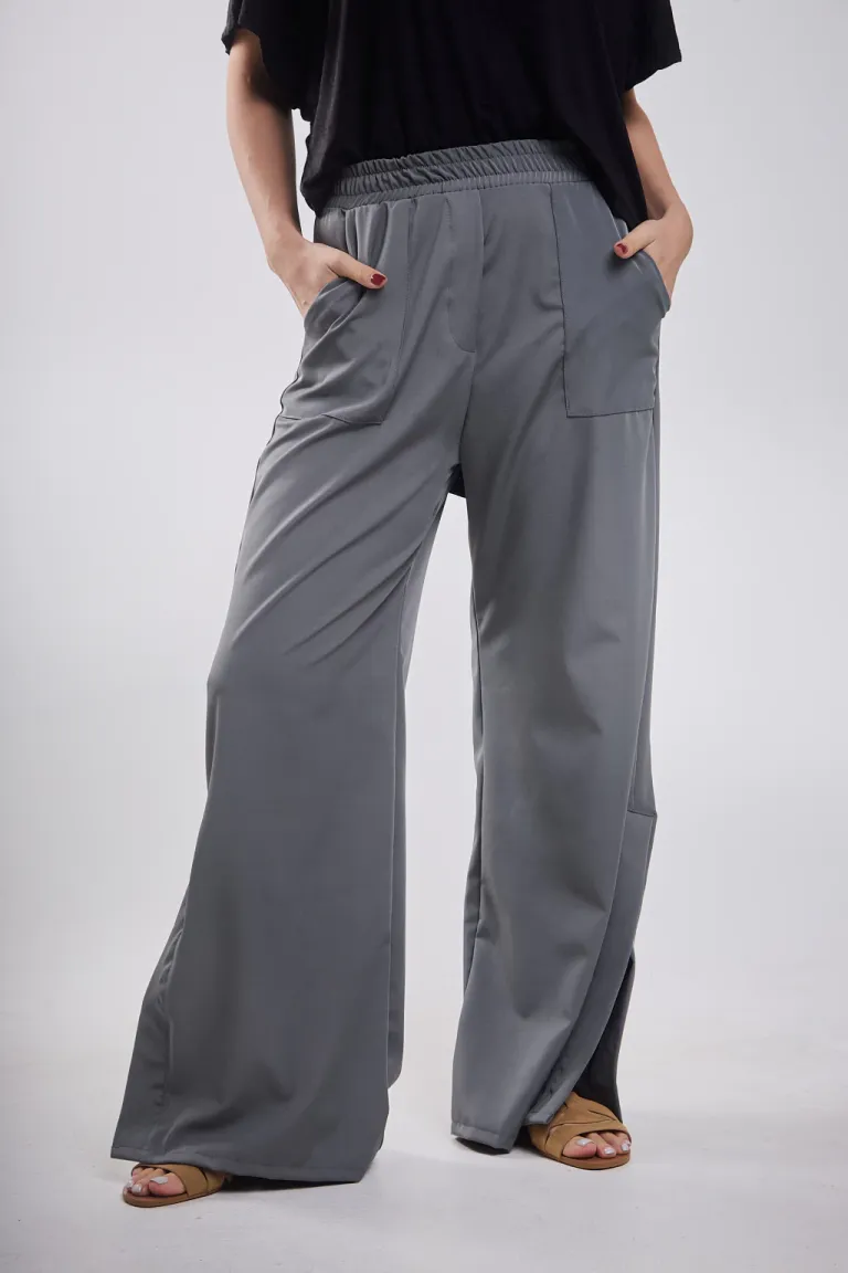 Pantalón elegante de cintura elástica con bolsillo pliegue lateral de Belle en Pantalones para argentina