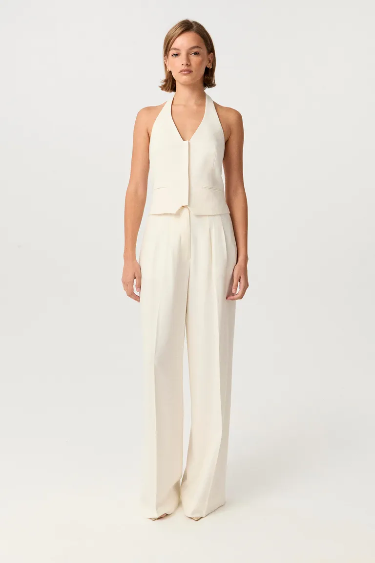 Chaleco de sastrería de viscosa efecto lino con escote en V y espalda descubierta de Markova en Chalecos para argentina