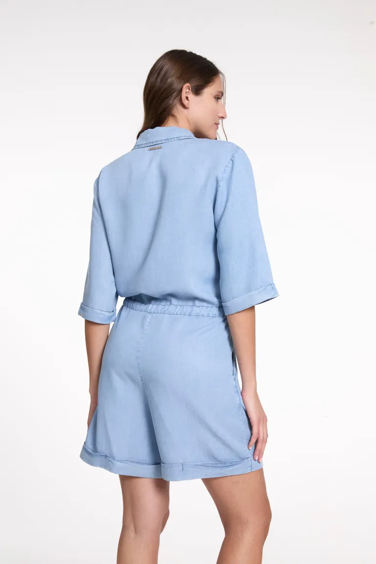 Mono de pierna corta y mangas 3/4 con cintura elástica y tira regulable de Justaosadia en Monos para argentina