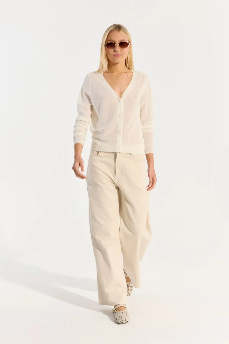 Cárdigan de largo modular debajo de la cadera con escote en V y botones frontales de Portsaid en Buzos y Sweaters para argentina