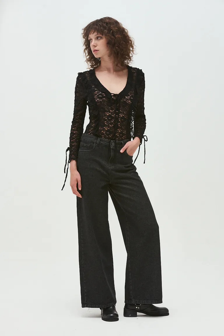 Pantalón de pierna ancha con corte recto y tiro medio de Sweet en Pantalones para argentina